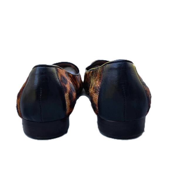 Brighton Eve Leather Leopard Print Calf Hair Pointed Toe Flats - Picture 6 of 10